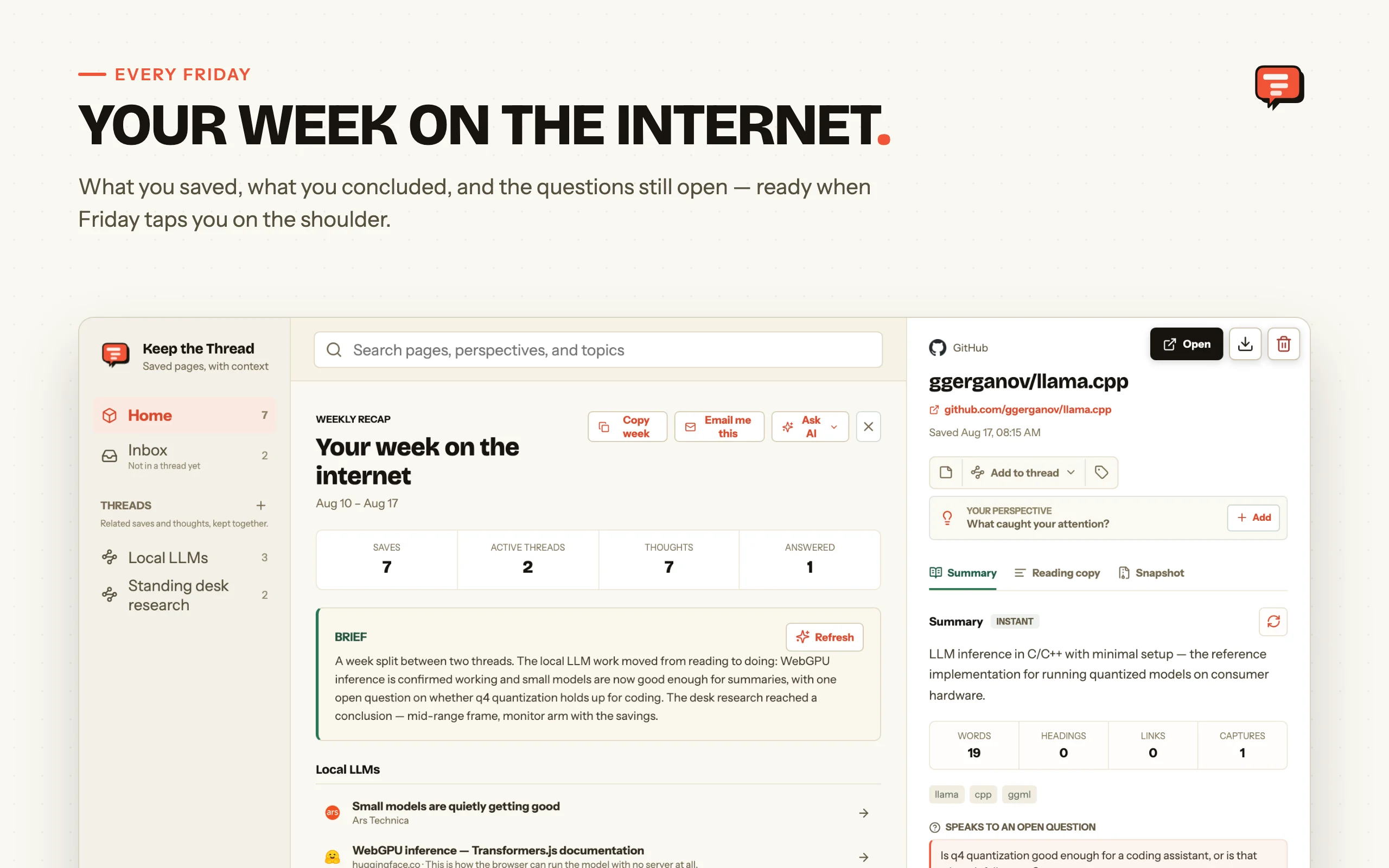 Your week on the internet — the Friday recap with saves, threads, and open questions